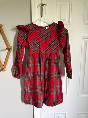 wonder nation Red Plaid Ruffle-Shoulder Girls Dress
